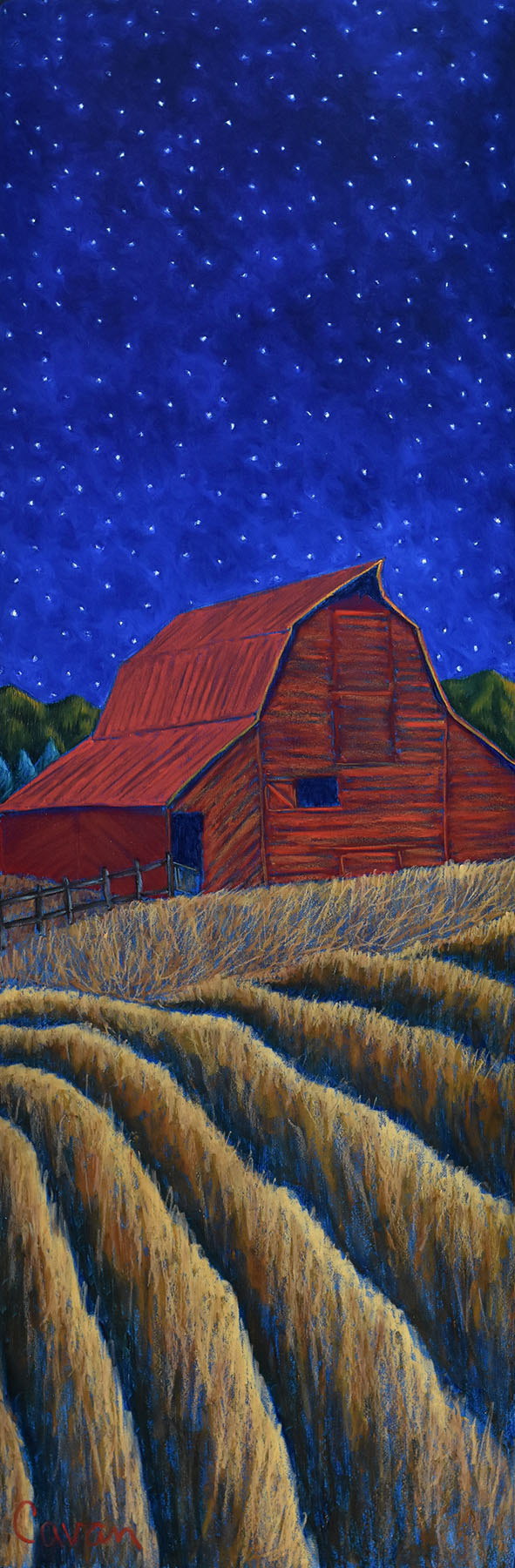 A Starlit Barn | 12” x 36”