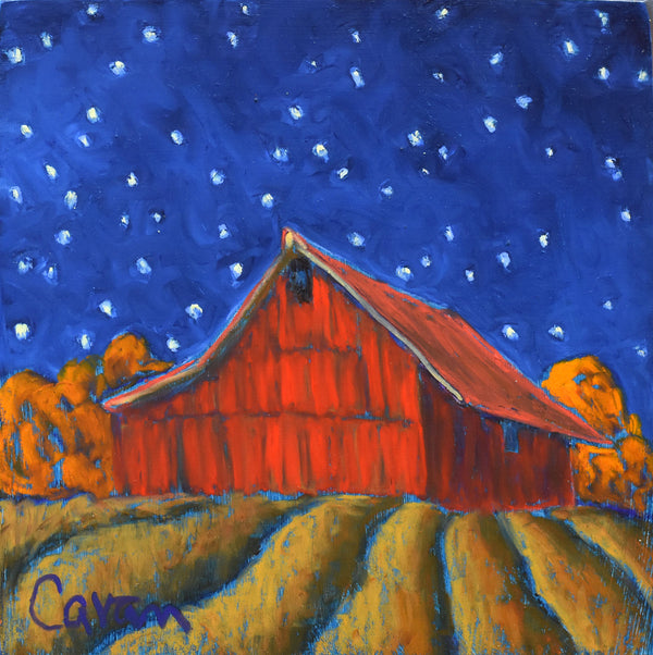 Starlight On The Barn| 6” x 6”