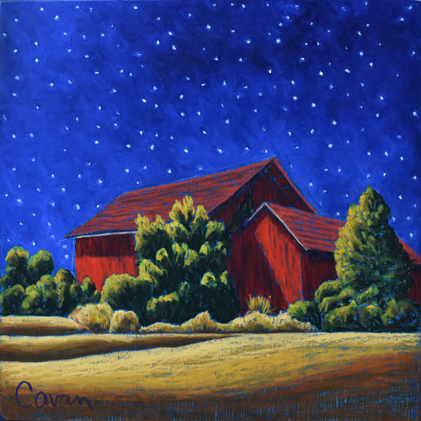 Starlight On The Barns | 12” x 12”